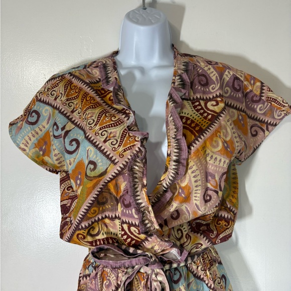 NWT Agua Bendita Zendaya Leva Cotton Ethnic Aztec Multicolor Romper Size Medium - Picture 4 of 11